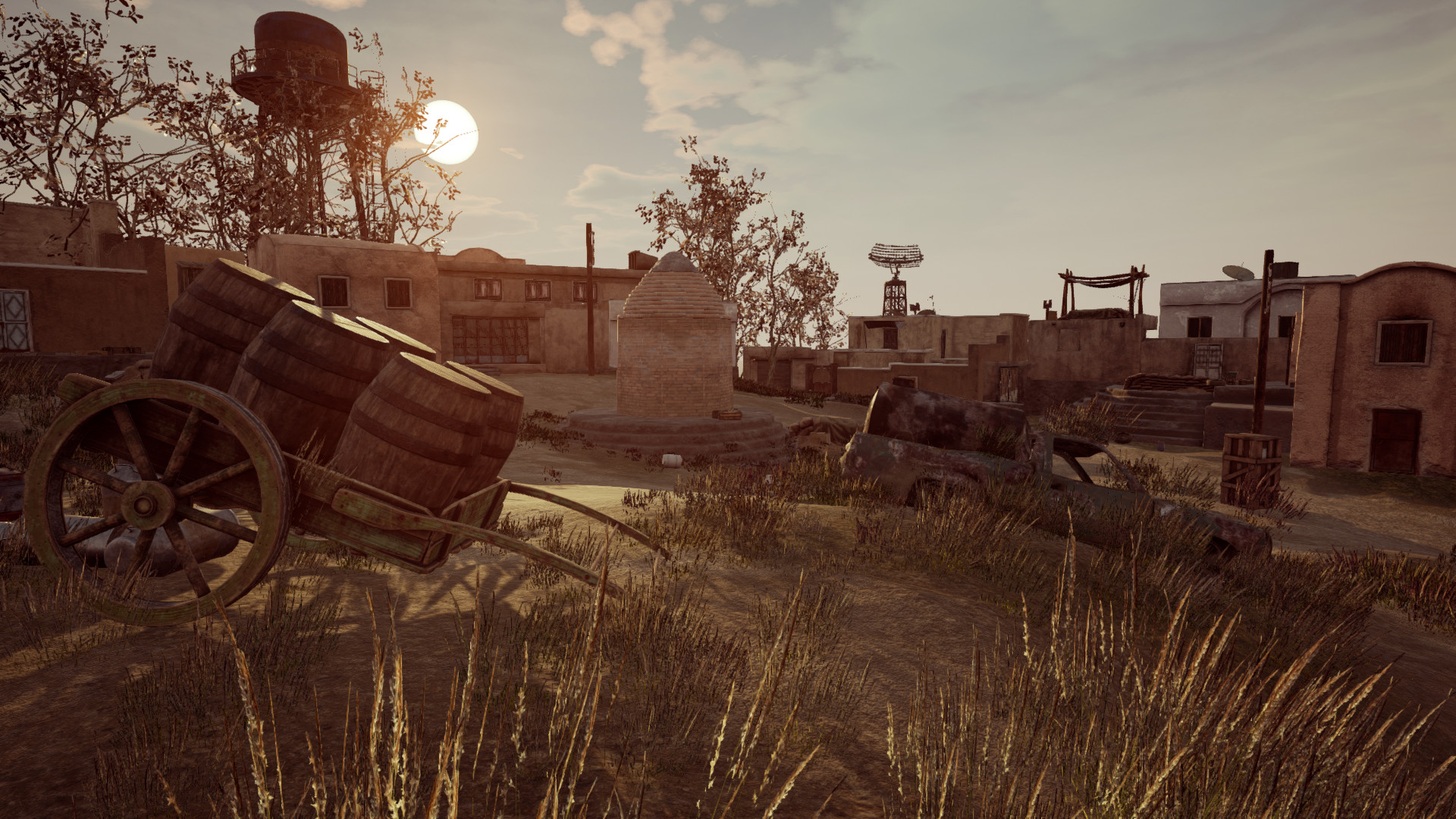 A village environment from SincereMen VR at sunset